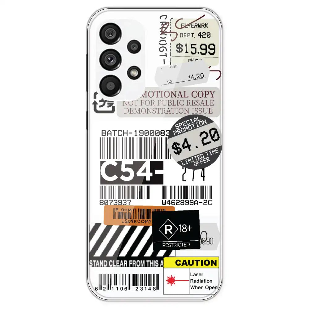 Labels - Clear Printed Silicone Case For Samsung Galaxy A73