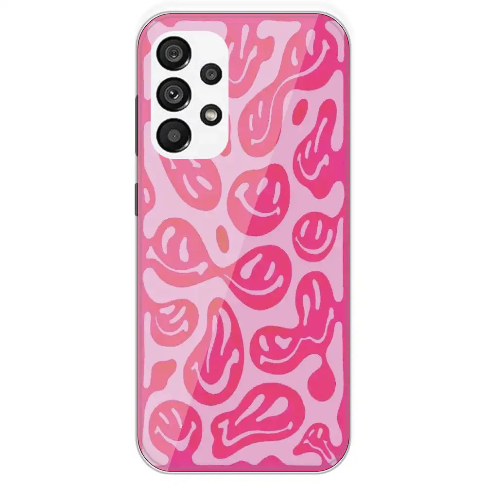 Pink Smilies - Printed Silicone Case For Samsung Galaxy A73