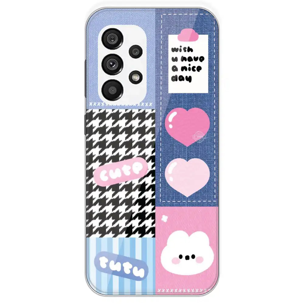 Cute Pink Bear Collage - Printed Silicone Case For Samsung Galaxy A73