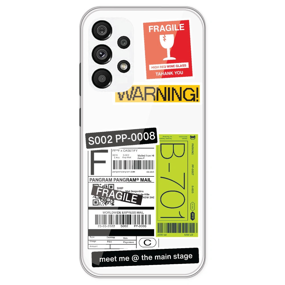 Fragile Labels - Clear Printed Silicone Case For Samsung Galaxy A73