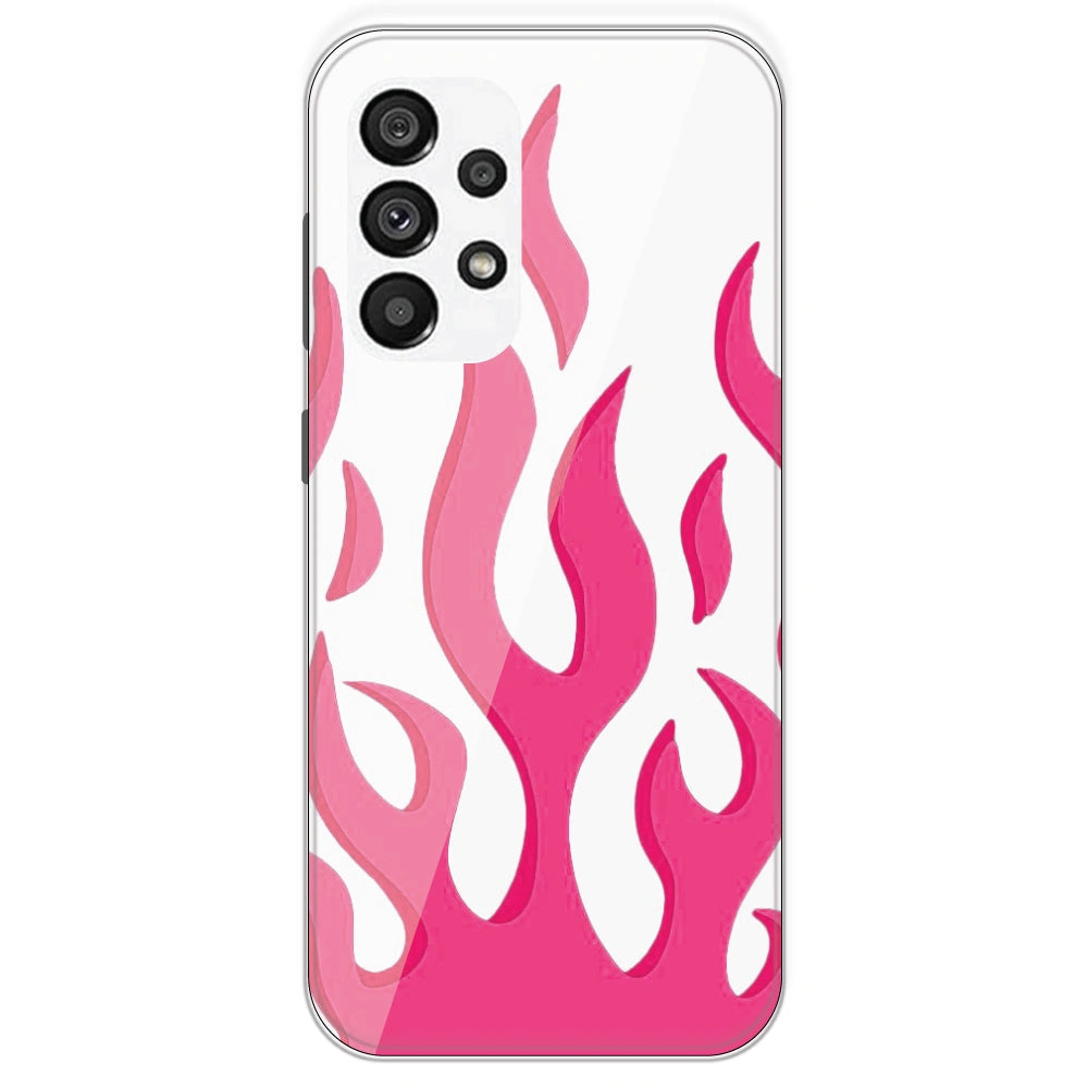 Pink Flames - Clear Printed Silicone Case For Samsung Galaxy A73