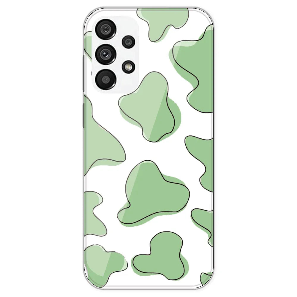 Green Cow Print - Clear Printed Silicone Case For Samsung Galaxy A73