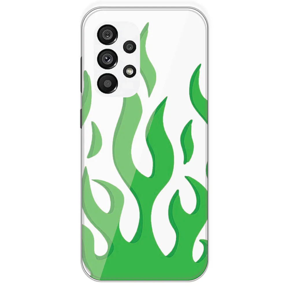 White Aesthetic Flame - Clear Printed Silicone Case For Samsung Galaxy A73