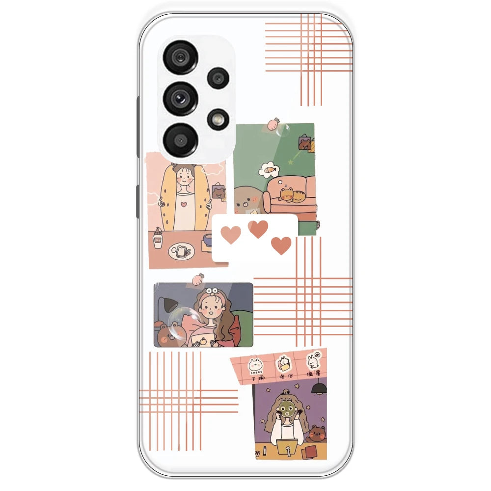 Cute Girl Collage - Clear Printed Silicone Case For Samsung Galaxy A73