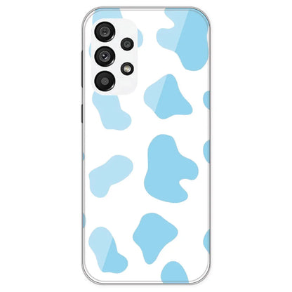 Blue Cow Print - Clear Printed Silicone Case For Samsung Galaxy A73