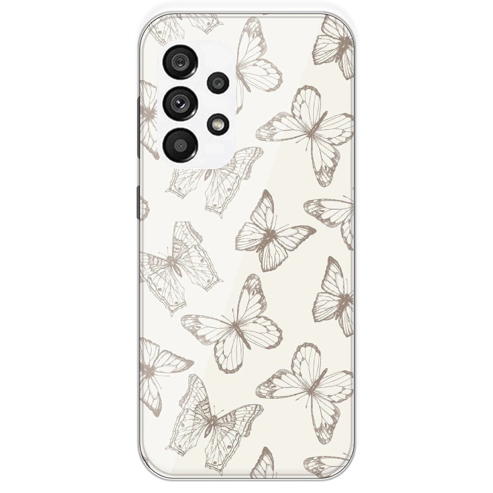 White Butterflies - Printed Silicone Case For Samsung Galaxy A73