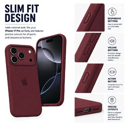 Maroon Liquid Silicone Case For Apple iPhone Models