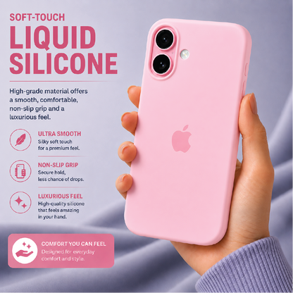 Baby Pink Liquid Silicone Case For Apple iPhone Models