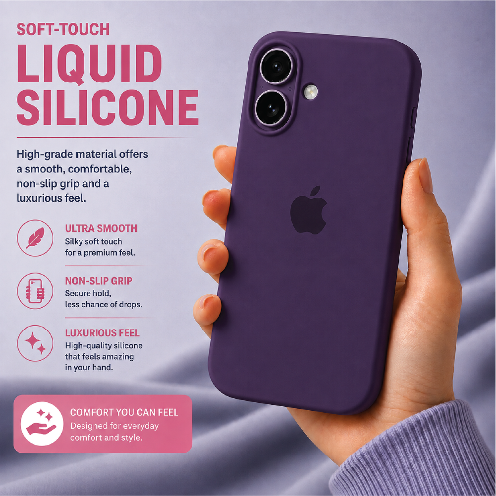 Purple Liquid Silicone Case For Apple iPhone Models