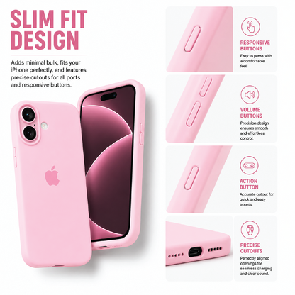 Baby Pink Liquid Silicone Case For Apple iPhone Models