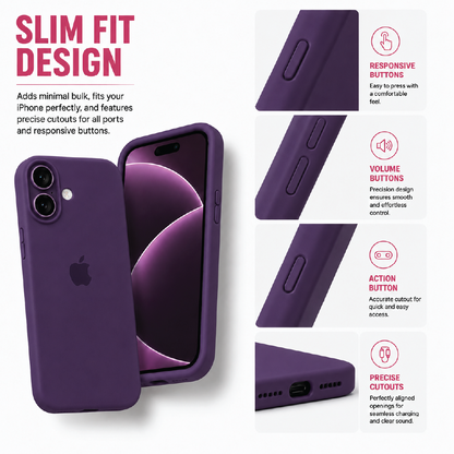 Purple Liquid Silicone Case For Apple iPhone Models