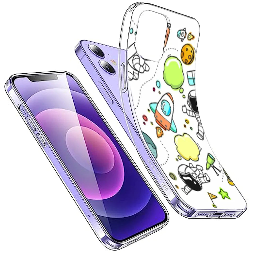 Cute Rocket & Galaxy - Printed Silicone Case For Apple iPhone Infographic