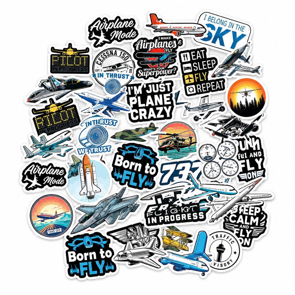 Aviation Stickers Pack – 42+ Airplane Pilot Stickers