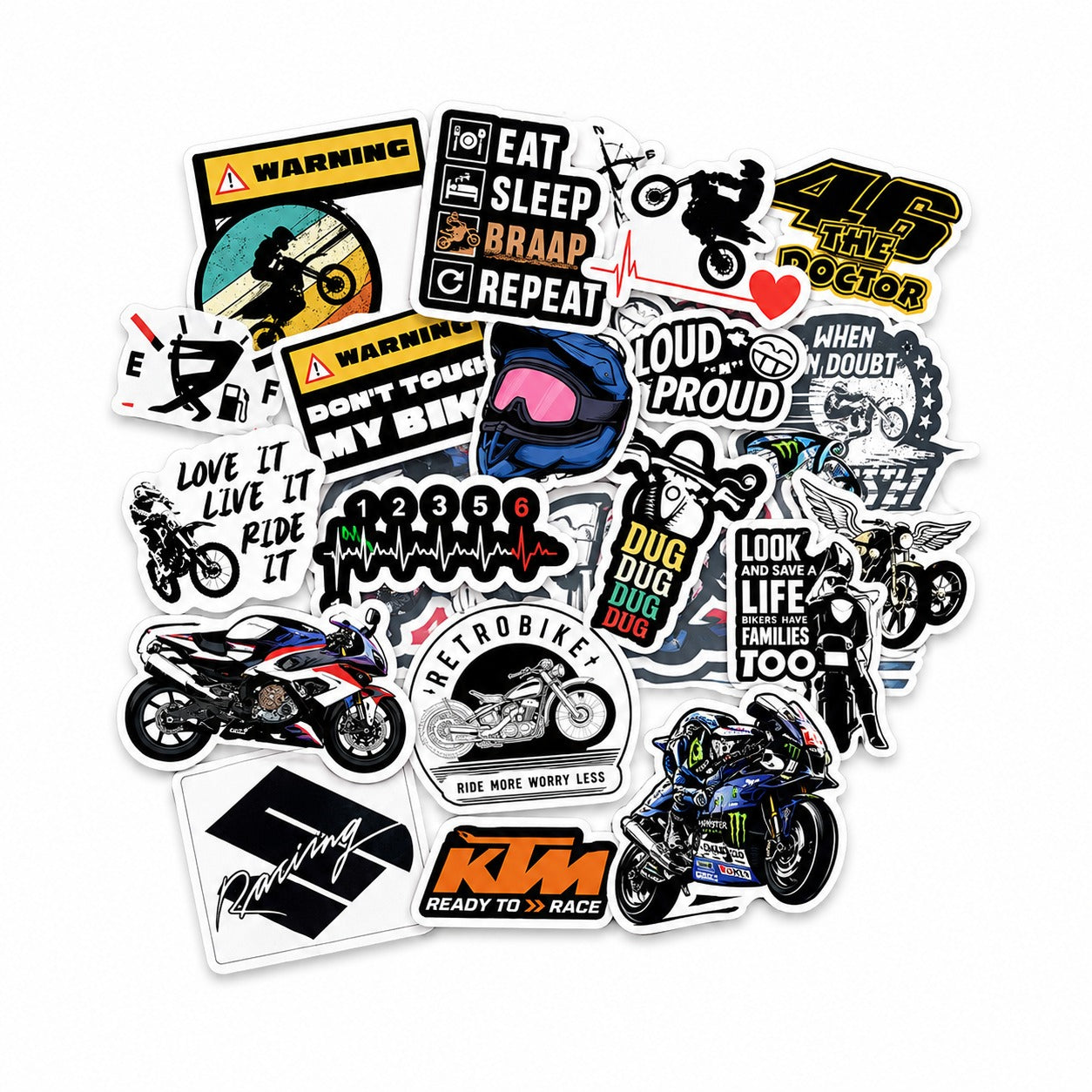 Bike Racing Stickers Pack – 41 Waterproof Motorcycle Stickers