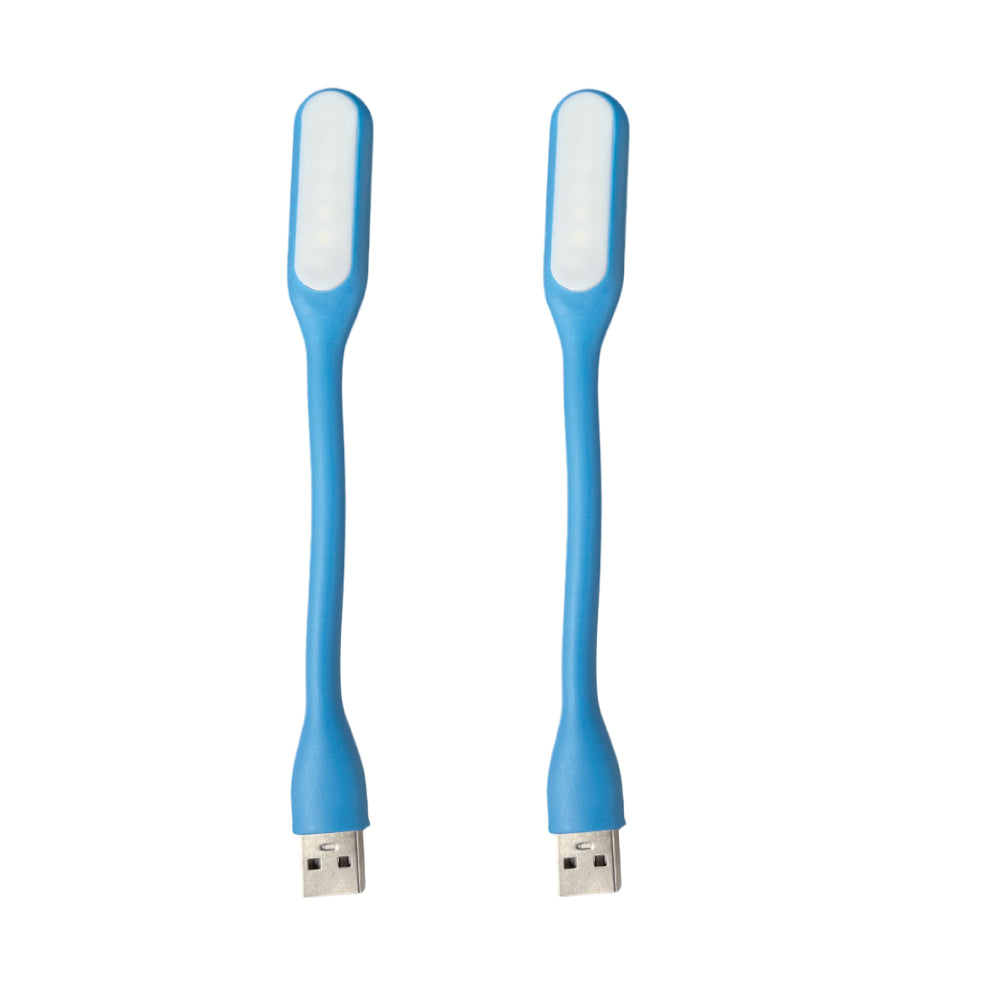 Pack of 2 USB LED Flexible Reading Lamp – Portable Plug & Play Night Light for Laptop, PC, Study, Travel Blue