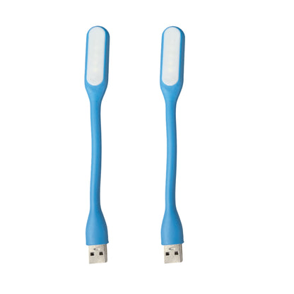 Pack of 2 USB LED Flexible Reading Lamp – Portable Plug & Play Night Light for Laptop, PC, Study, Travel Blue