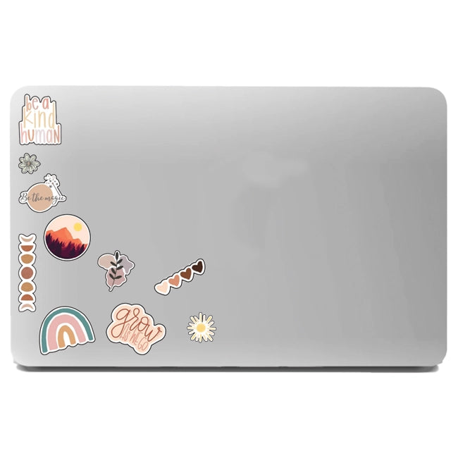 Boho Themed Stickers On Laptop