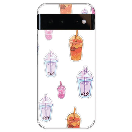 Bubble Tea - Clear Printed Silicone Case For Google Pixel 6