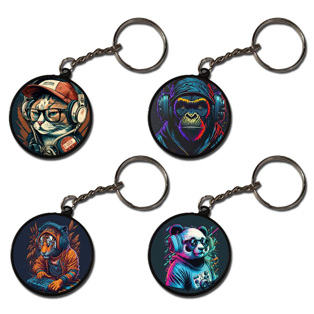 DJ Animals  - A Combo Of 4 Keychains circle