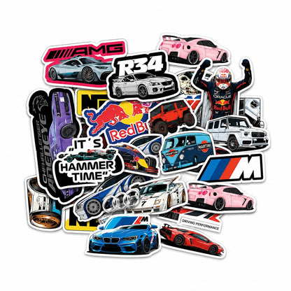 Car Racing Stickers Pack – 40 Supercar Waterproof Stickers