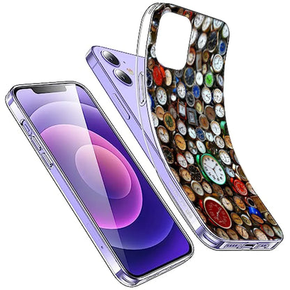 Retro Timepiece Pattern - Printed Silicone Case For Apple iPhone Infographic