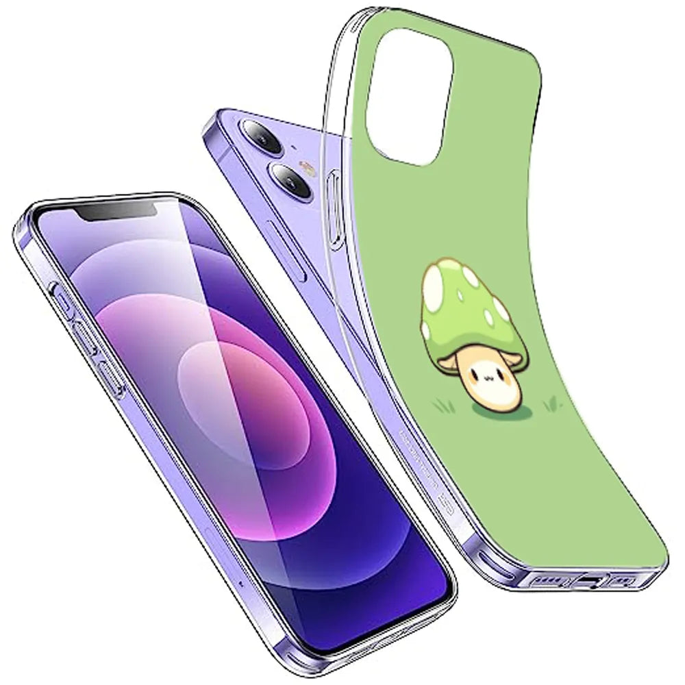 Cute Mushroom Character - Printed Silicone Case For Apple iPhone Infographic