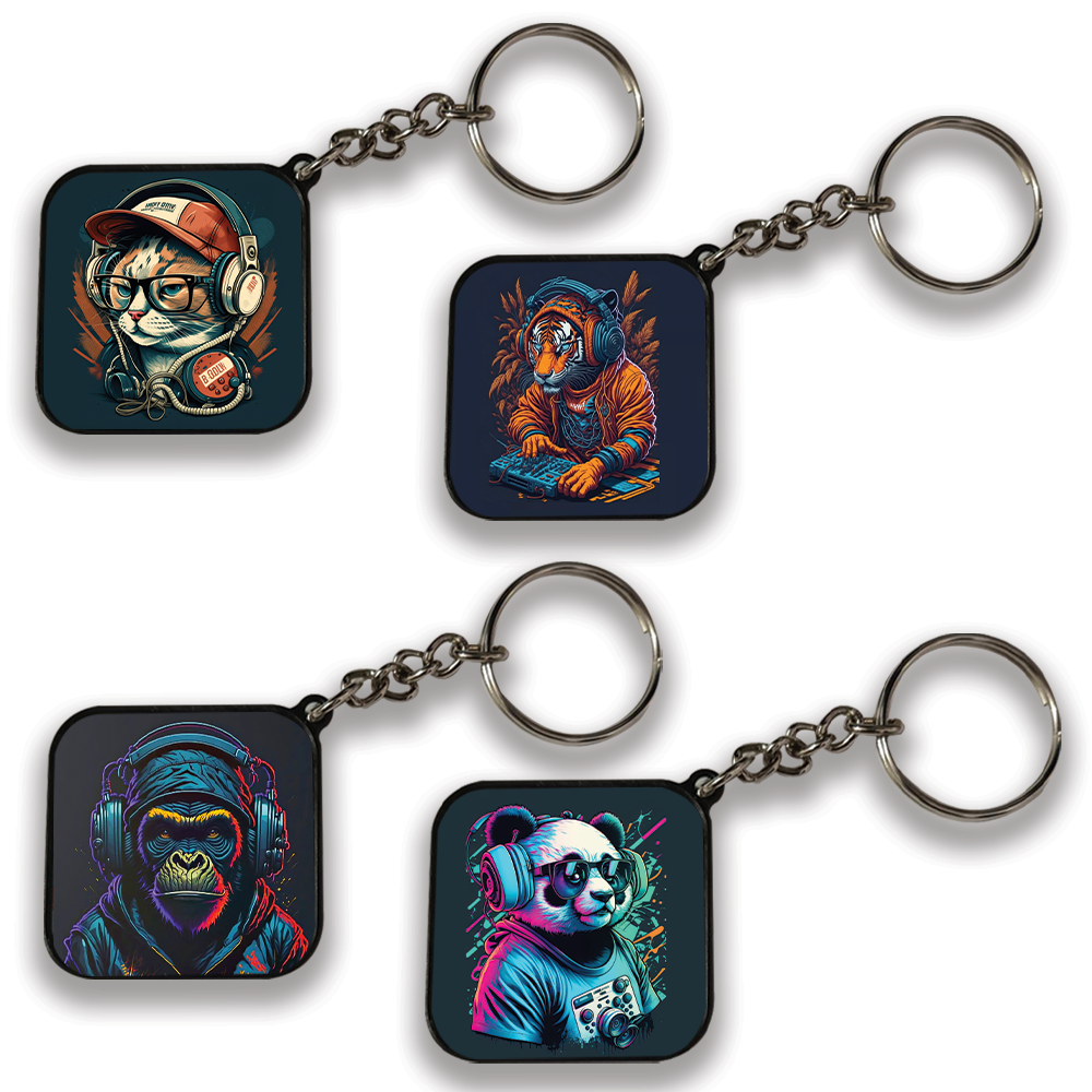 DJ Animals  - A Combo Of 4 Keychains square