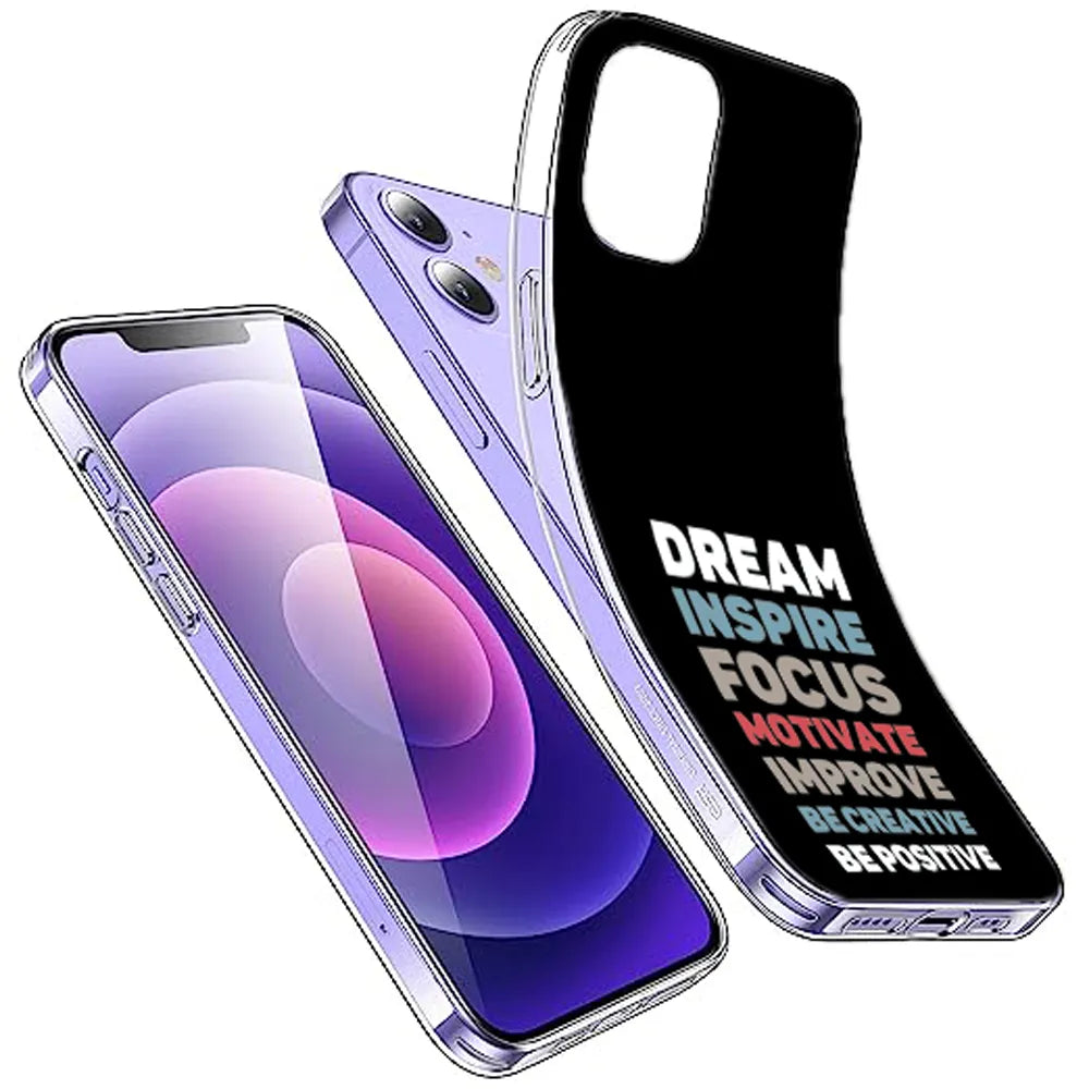 Dream Inspire Focus Typography - Printed Silicone Case For Apple iPhone Infographic