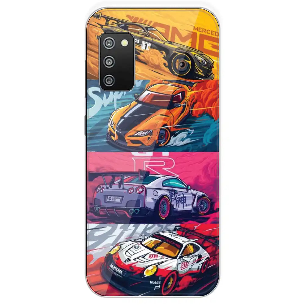 Sports Cars - Printed Silicone Case For Samsung Galaxy F02