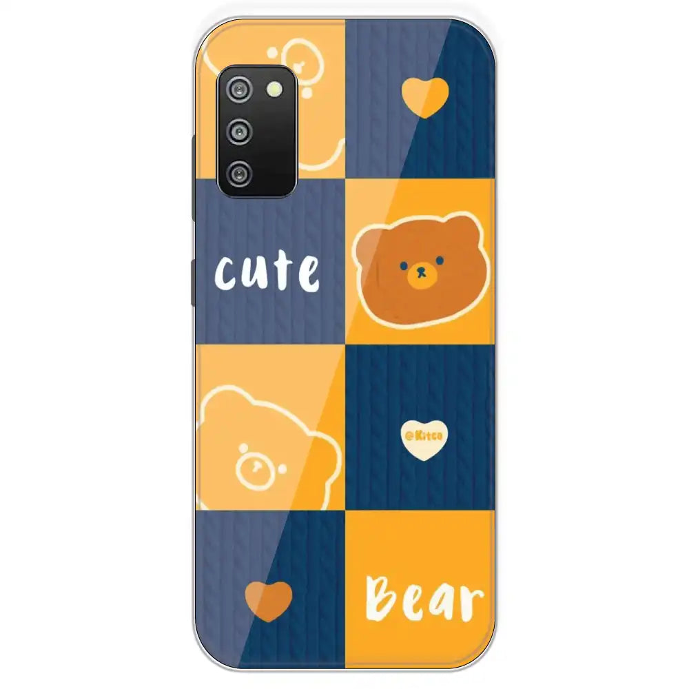 Cute Bear Collage - Printed Silicone Case For Samsung Galaxy F02