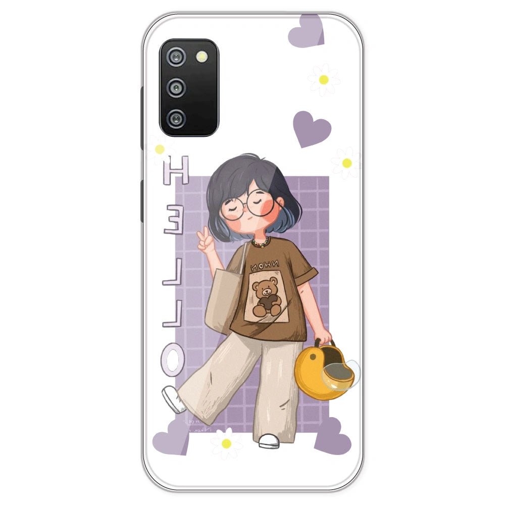 Introvert Girl - Clear Printed Silicone Case For Samsung Galaxy F02