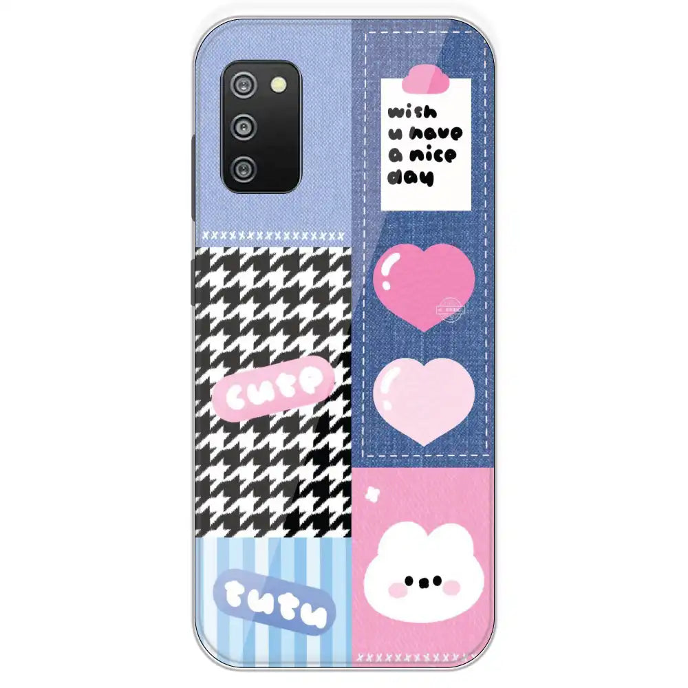 Cute Pink Bear Collage - Printed Silicone Case For Samsung Galaxy F02