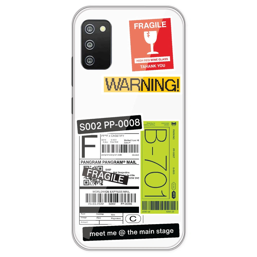 Fragile Labels - Clear Printed Silicone Case For Samsung Galaxy F02