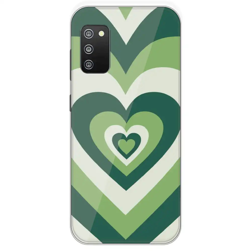 Dark Green Hearts - Printed Silicone Case For Samsung Galaxy F02
