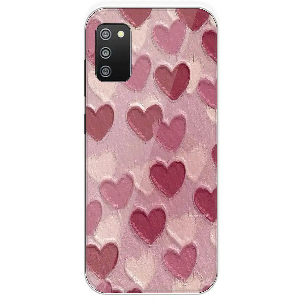 Pastel Hearts Love - Printed Silicone Case For Samsung Galaxy F02