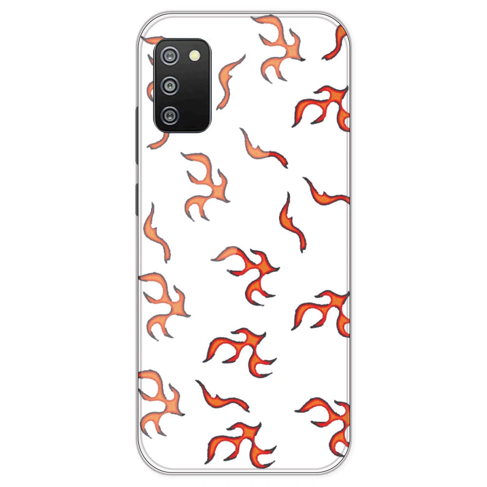 Orange Mini Flames - Clear Printed Silicone Case For Samsung Galaxy F02