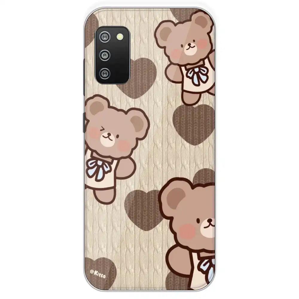 Teddy Heart - Printed Silicone Case For Samsung Galaxy F02