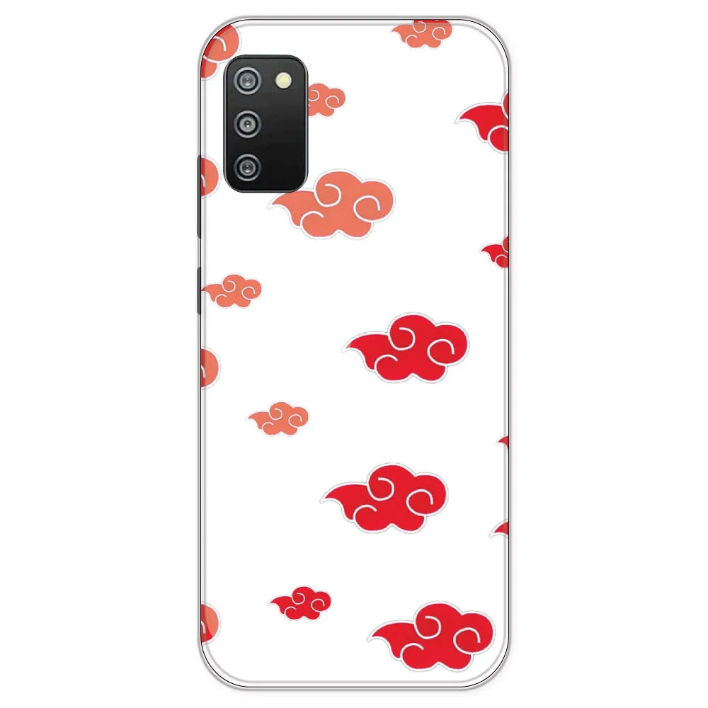 Red Clouds - Clear Printed Silicone Case For Samsung Galaxy F02
