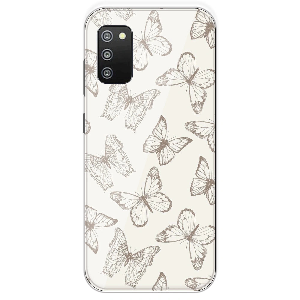 White Butterflies - Printed Silicone Case For Samsung Galaxy F02