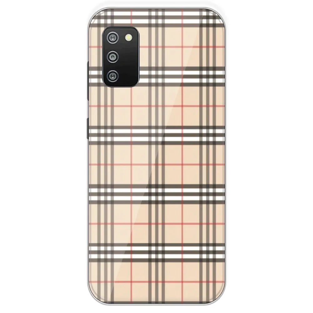 Yellow Checks - Printed Silicone Case For Samsung Galaxy F02