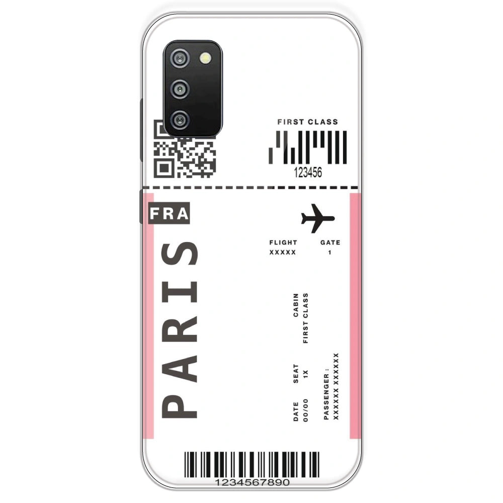 Paris Ticket - Clear Printed Silicone Case For Samsung Galaxy F02