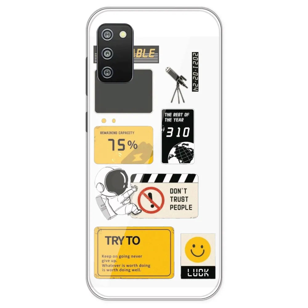 Space - Clear Printed Silicone Case For Samsung Galaxy F02