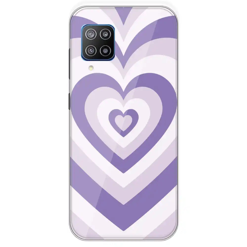 Dark Purple Hearts - Printed Silicone Case For Samsung Galaxy F12
