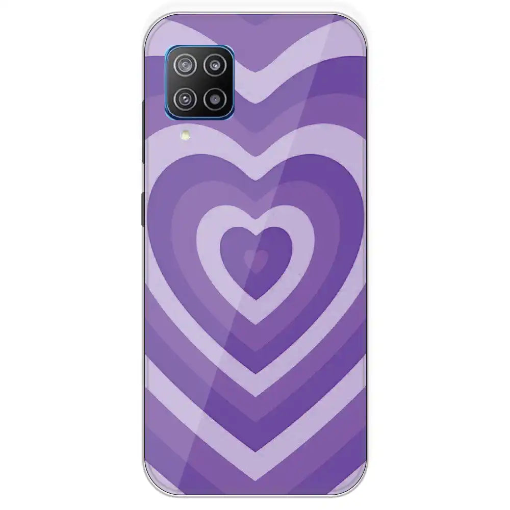 Purple Hearts - Printed Silicone Case For Samsung Galaxy F12