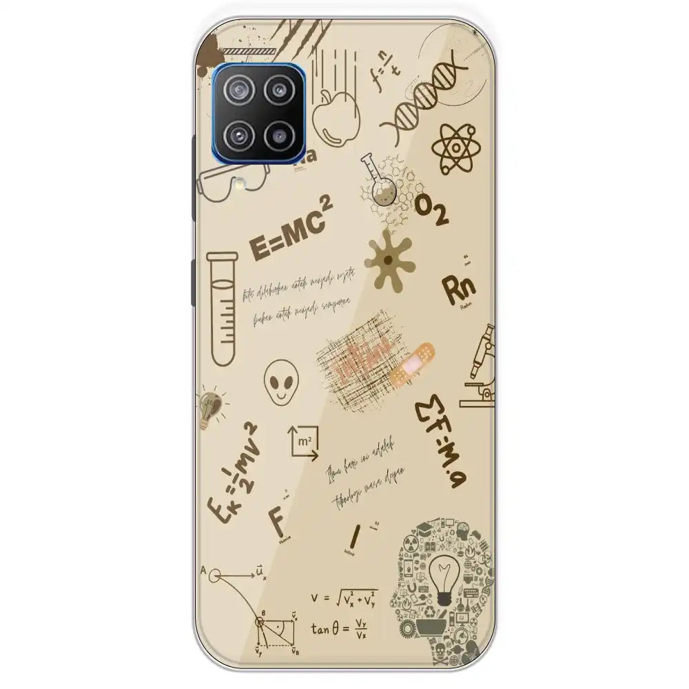 Physics Collage - Printed Silicone Case For Samsung Galaxy F12
