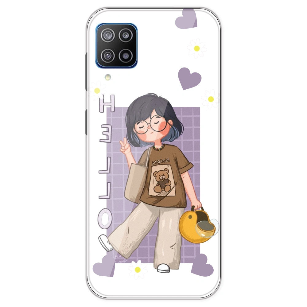 Introvert Girl - Clear Printed Silicone Case For Samsung Galaxy F12