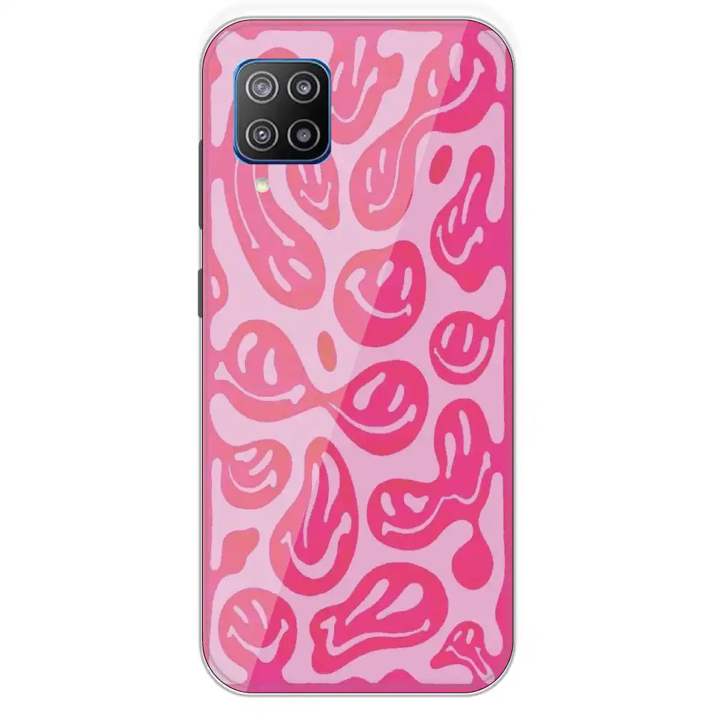Pink Smilies - Printed Silicone Case For Samsung Galaxy F12