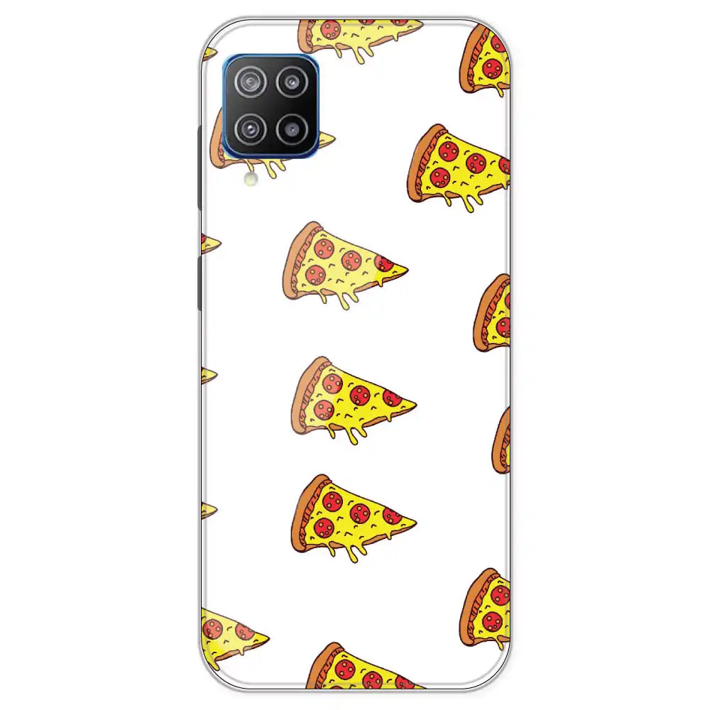 Pizza - Clear Printed Silicone Case For Samsung Galaxy F12