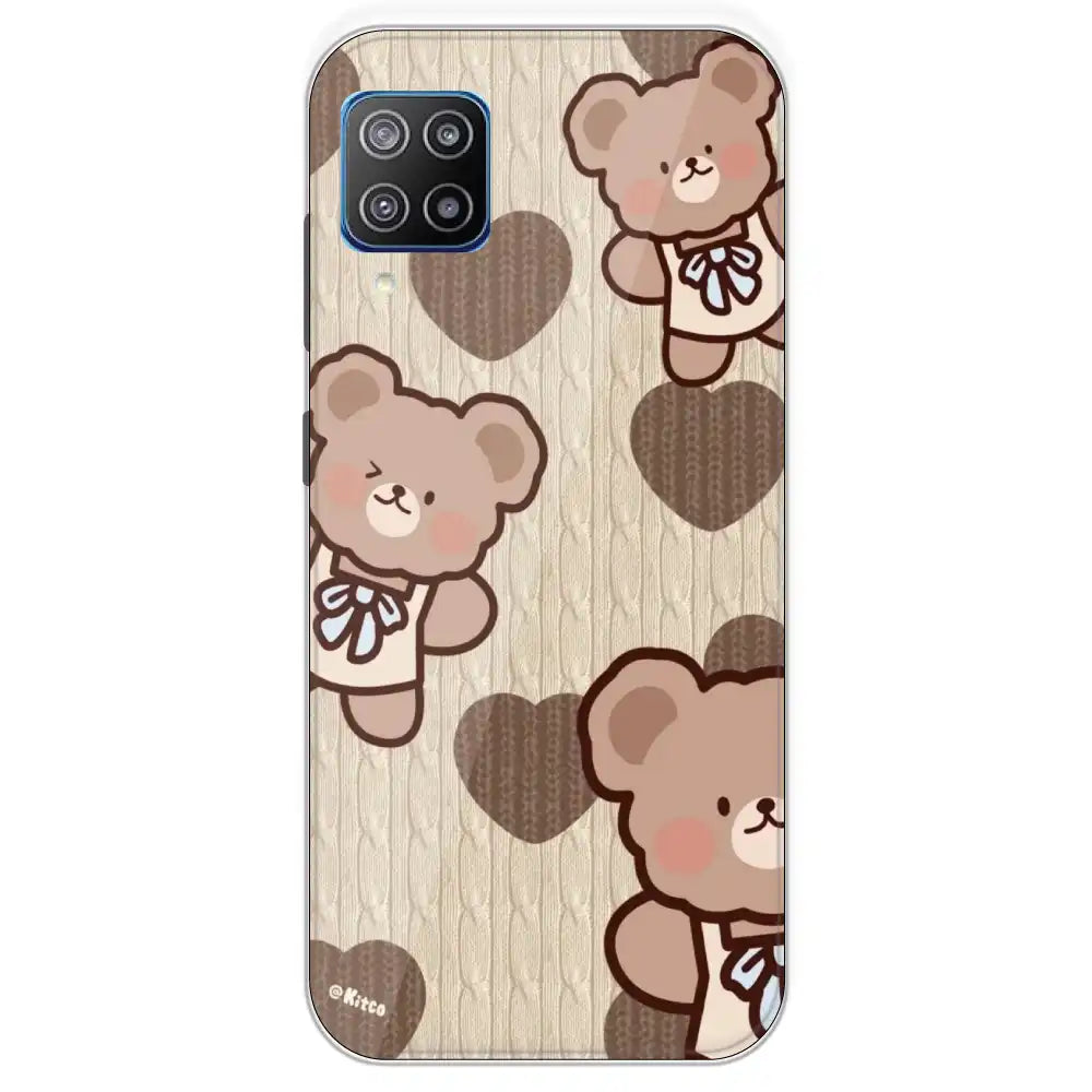 Teddy Heart - Printed Silicone Case For Samsung Galaxy F12