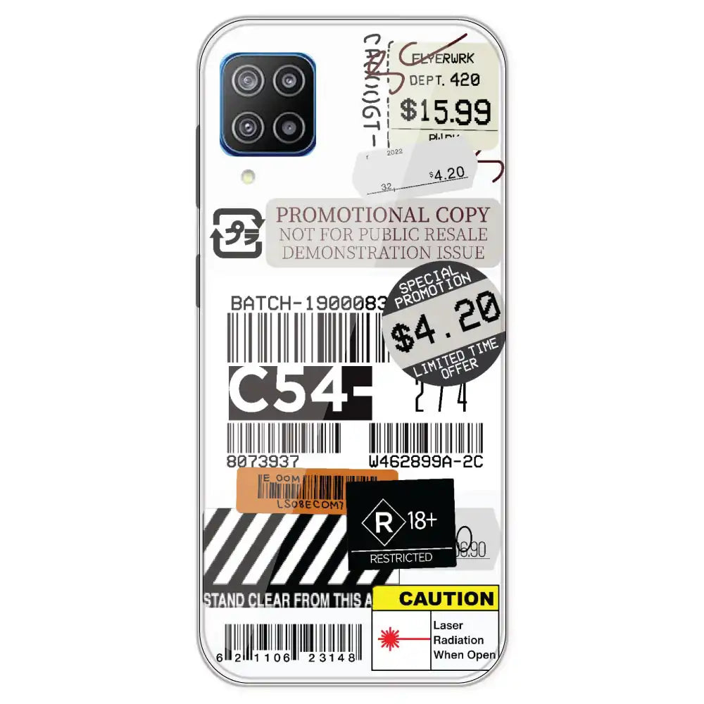 Labels - Clear Printed Silicone Case For Samsung Galaxy F12